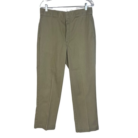 Dickies Work Pants Men 34 x 31 Beige Pockets Altered - Picture 1 of 9